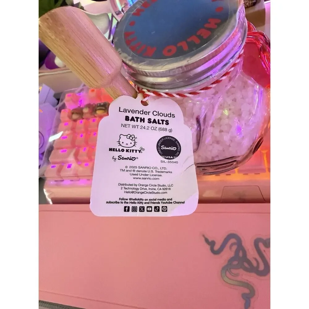 Hello Kitty Bath Salts Crystal Glass Jar Lid Lavender Clouds 2025 Sanrio READ